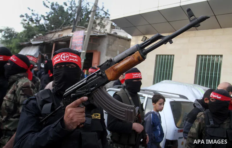 Palestinians take part in a rally marking the 49th anniversary of the founding of the Popular Front for the Liberation of Palestine (PFLP), in Rafah in the southern Gaza strip, on 13 December 2016. Photo by Abed Rahim Kh...