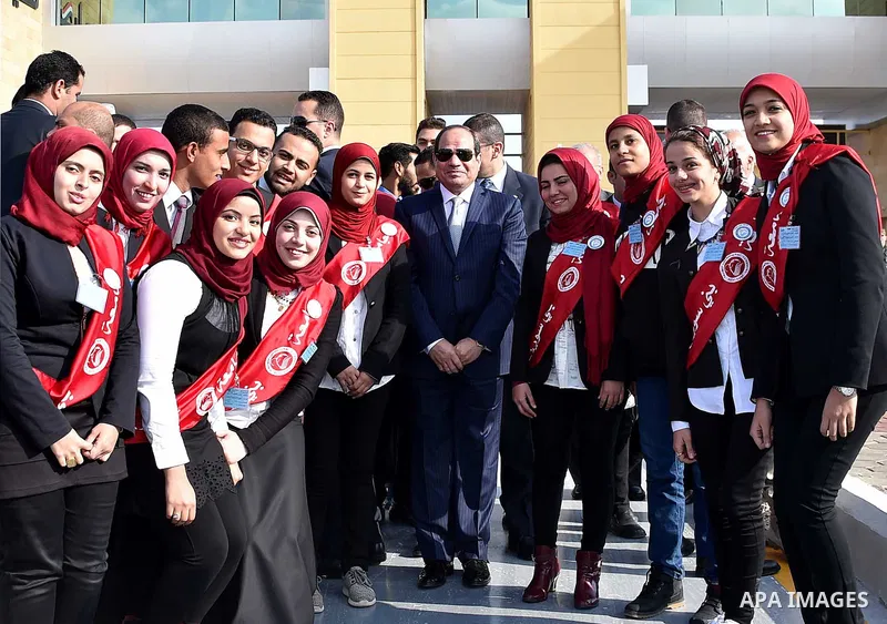 Egyptian President Abdel Fattah al-Sisi opens many projects of roads, in Cairo, Egypt, on December 15, 2016. Photo by Egyptian President Office