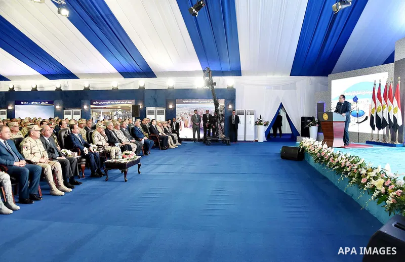 Egyptian President Abdel Fattah al-Sisi opens many projects of roads, in Cairo, Egypt, on December 15, 2016. Photo by Egyptian President Office