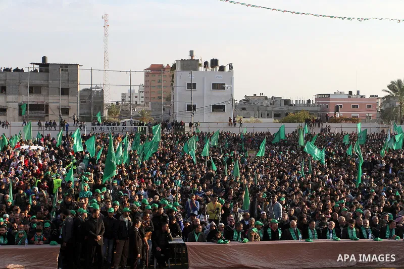 Palestinians take part in a rally marking the 29th anniversary of the founding of the Hamas movement, in Rafah in the southern Gaza Strip December 16, 2016. Photo by Abed Rahim Khatib