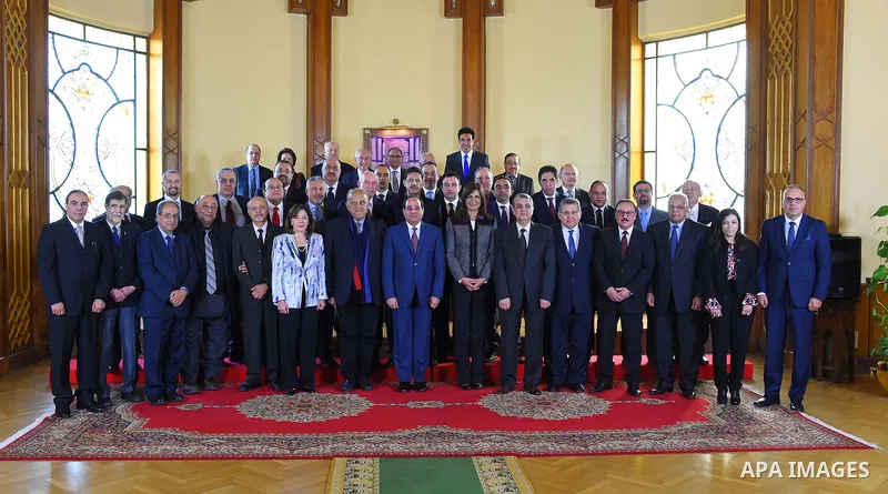 Egyptian President Abdel Fattah al-Sisi, meets with the delegation from Egypt Scholars Abroad, in Cairo, Egypt, on December 17, 2016. Photo by Egyptian President Office