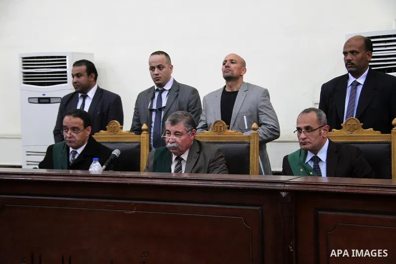 The Judge attends the trial of Ansar Bait Al-Maqdis group in Cairo on December 20, 2016, on charges of assassination of police officers, attempted assassination of interior minister Mohamed Ibrahim and explosions near se...