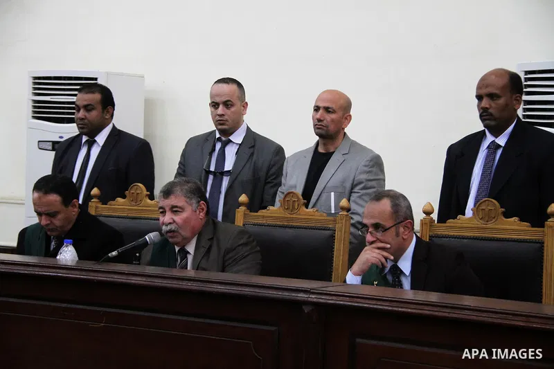 The Judge attends the trial of Ansar Bait Al-Maqdis group in Cairo on December 20, 2016, on charges of assassination of police officers, attempted assassination of interior minister Mohamed Ibrahim and explosions near se...