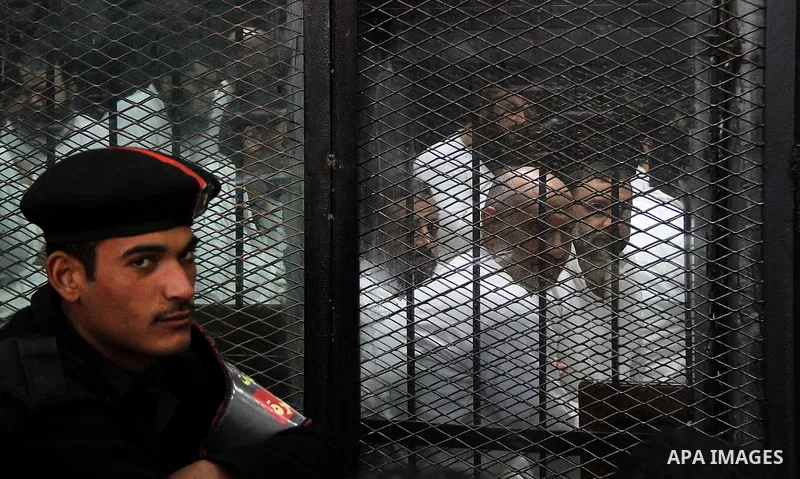 Suspects of Ansar Bait Al-Maqdis group, attend their trial in Cairo on December 20, 2016, on charges of assassination of police officers, attempted assassination of interior minister Mohamed Ibrahim and explosions near s...
