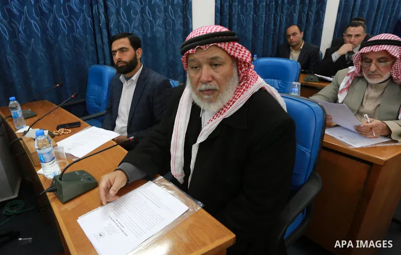 Members of the Palestinian legislative council from Hamas movement attend a meeting at the legislative council in Gaza city, on December 21, 2016. Photo by Mohammed Asad