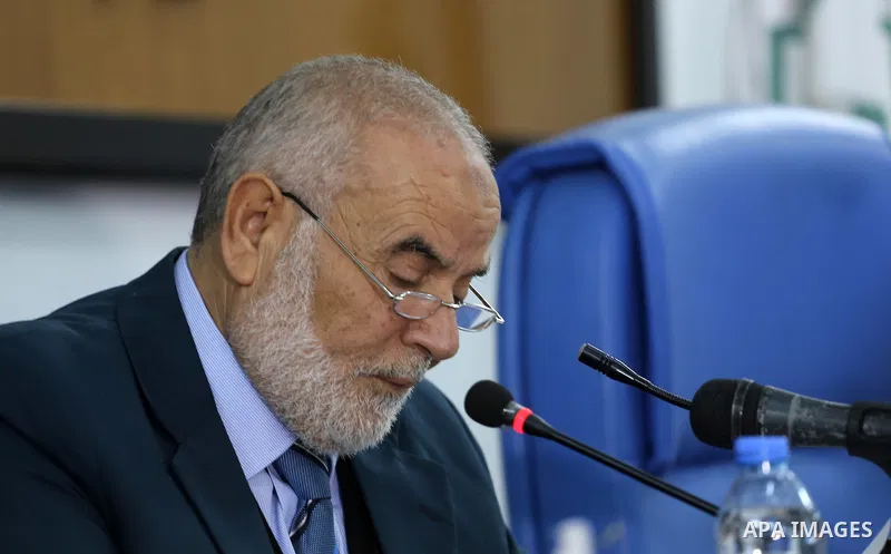 Deputy of the Legislative Council, Ahmed Bahar, speaks during a meeting with members of the Legislative Council from Hamas movement in Gaza city, on December 21, 2016. Photo by Mohammed Asad