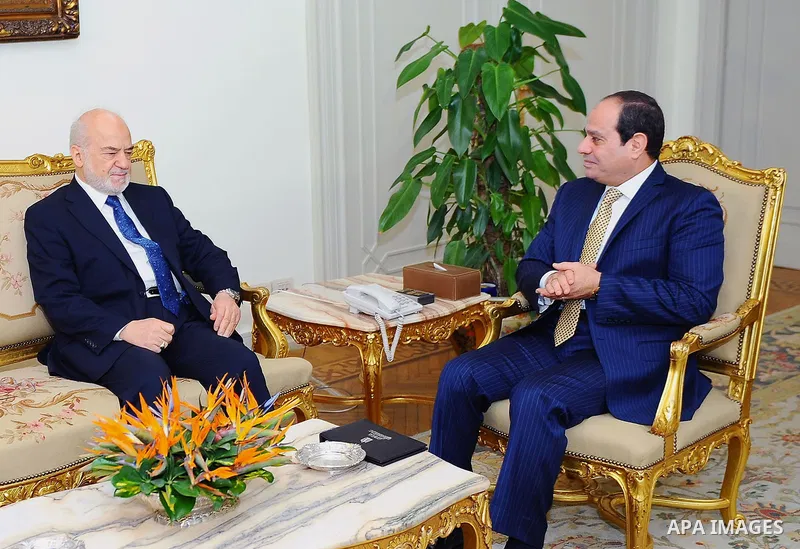 Egyptian President Abdel Fattah al-Sisi meets with Iraqi Foreign Minister Ibrahim al-Jaafari, in Cairo, Egypt, on December 21, 2016. Photo by Egyptian President Office