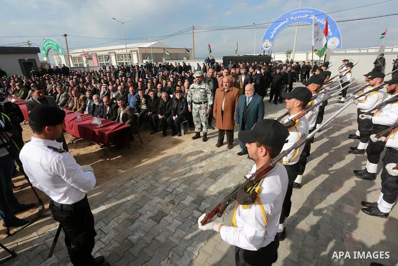 Deputy of the Legislative Council, Ahmed Bahar attends the opening ceremony of the first headquarters a newly created marine police unit, in Gaza City, on December 22, 2016. Photo by Mohammed Asad