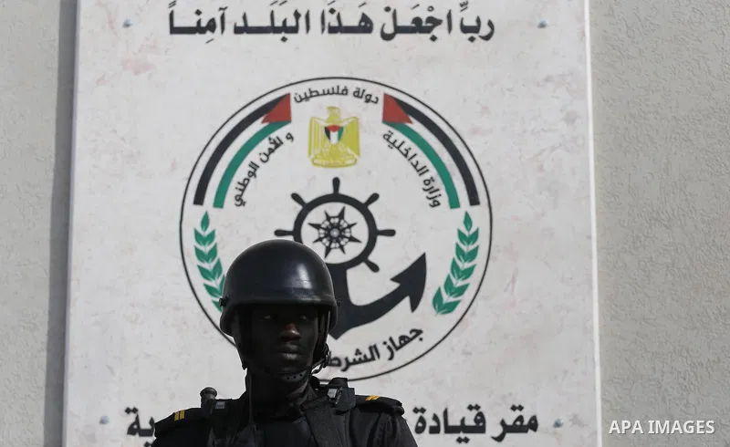 Palestinian Hamas naval security forces take part in the opening ceremony of the first headquarters a newly created marine police unit, in Gaza City, on December 22, 2016. Photo by Mohammed Asad