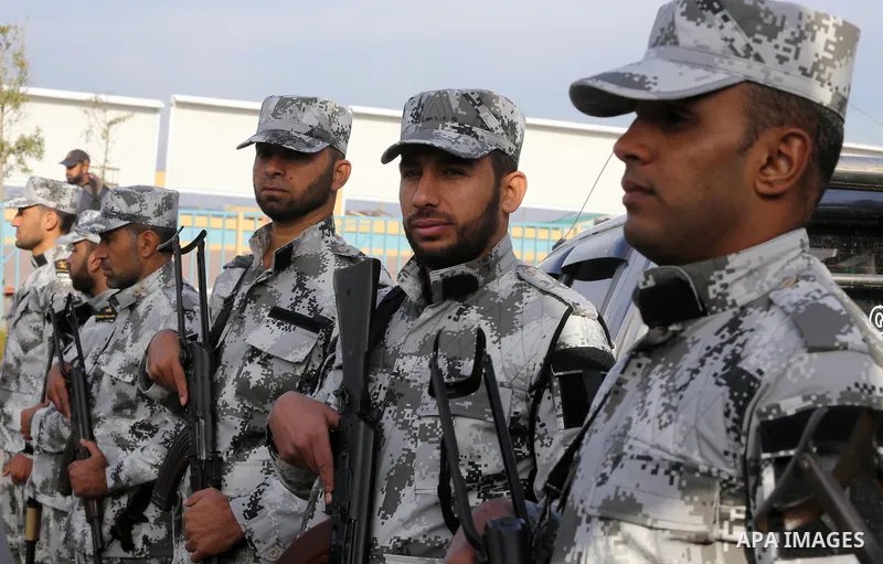 Palestinian Hamas naval security forces take part in the opening ceremony of the first headquarters a newly created marine police unit, in Gaza City, on December 22, 2016. Photo by Mohammed Asad