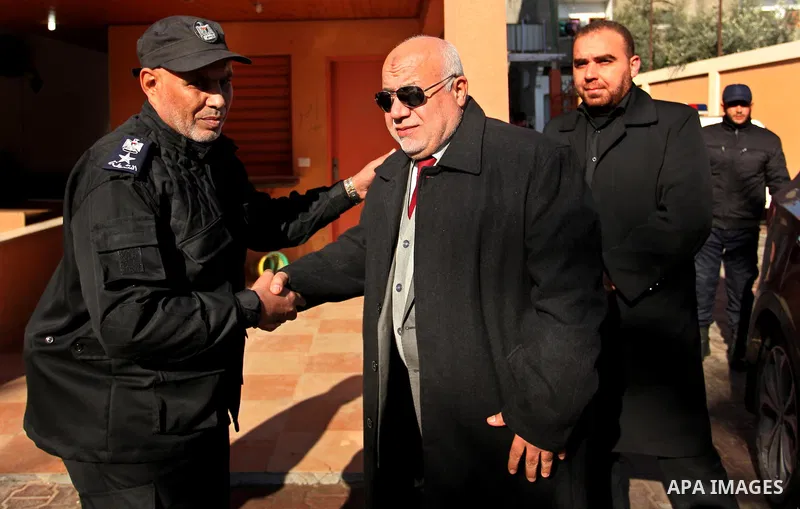 Palestinian Attorney General in Gaza, Ismail Jabr attends a meeting with men of reforms in Deir al-Balah in central Gaza on December 26, 2016. Photo by Ashraf Amra