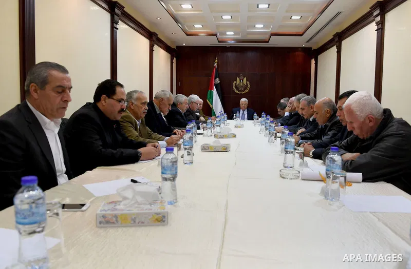 Palestinian President Mahmoud Abbas chairs the meeting of Central Committee of the Fatah movement in the West Bank city of Ramallah, on December 26, 2016. Photo by Osama Falah