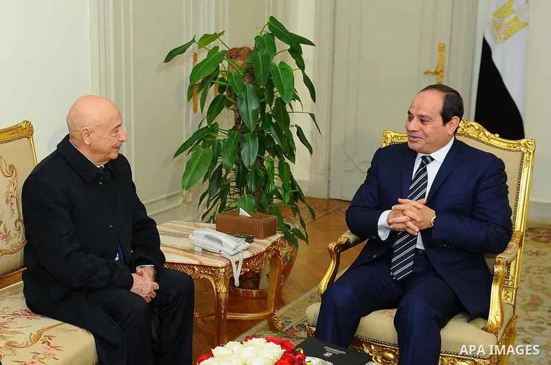 Egyptian President Abdel Fattah al-Sisi meet with head of the Libyan Parliament, in Cairo, Egypt, December 28, 2016. Photo by Egyptian President Office