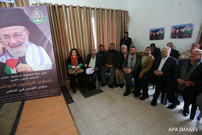 Palestinians attend a memorial service for a Syrian Greek Melkite archbishop, Hilarion Capucci, who died in Rome on Sunday at age 94, in Gaza city, on January 05, 2017. Capucci was described as an icon of the Palestinian...