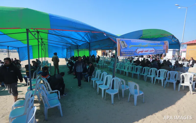 Palestinians attend an absentee funeral prayer of the fisherman Muhammad al-Hissi who went missing Wednesday after an encounter with Israeli forces, was announced dead on Friday, in Gaza city, on January 7, 2017. Gazan f...