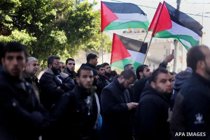 Palestinian supporters of the Islamic Jihad Movement take part in a protest against power cut in Gaza city, on January 9, 2017. The power plant has not run at full capacity in years, with Israel's crippling blockade seve...