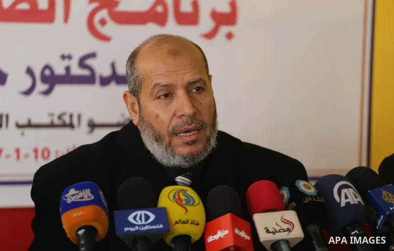 Senior Hamas leader Khalil al-Hayah speaks during a press conference, in Gaza city, on January 10, 2017. Photo by Mohammed Asad