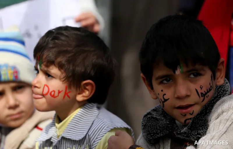 Palestinian children take part in a protest against power cut in Gaza city, on January 10, 2017. The power plant has not run at full capacity in years, with Israel's crippling blockade severely limiting fuel imports into...