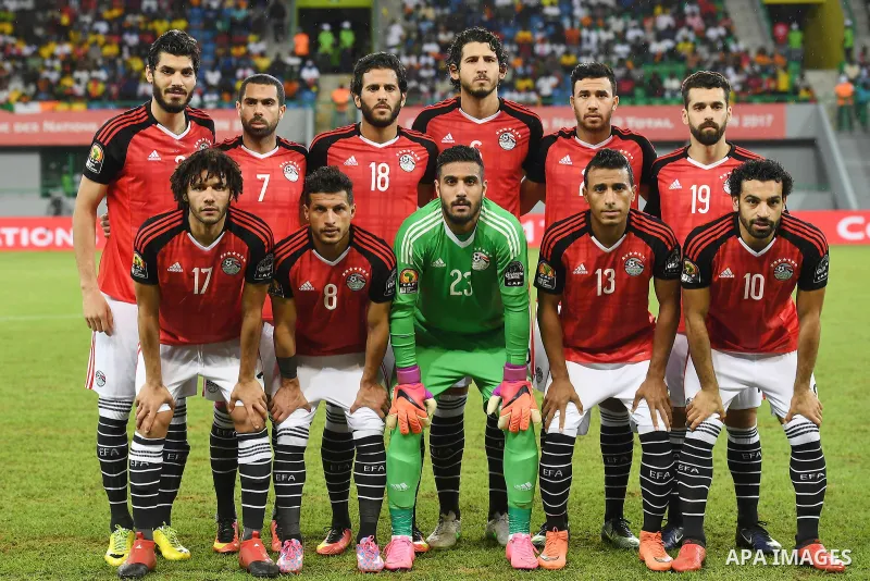 Egypt's squad pose for a group picture ahead of the 2017 Africa Cup of Nations group D football match between Mali and Egypt in Port-Gentil on January 17, 2017. Photo by Stranger