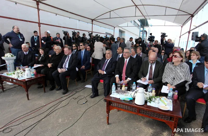 Palestinians attend the inauguration ceremony of the first Phase of the Seawater Desalination Plant-Southern Gaza completed with generous support from the European Union implemented by UNICEF in partnership with Palestin...