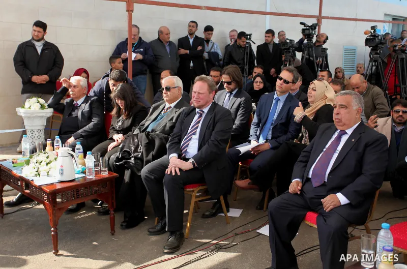 Palestinians attend the inauguration ceremony of the first Phase of the Seawater Desalination Plant-Southern Gaza completed with generous support from the European Union implemented by UNICEF in partnership with Palestin...