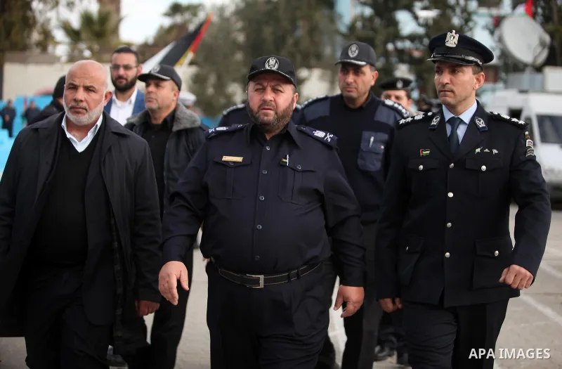 Palestinian police chief in the Gaza Strip, Tayseer Al-Batsh attends a graduation ceremony in Gaza City on January 21, 2017. Photo by Ashraf Amra