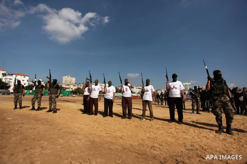 Members of Palestinian National Security Forces loyal to Hamas take part in a military graduation ceremony, in Gaza City January 22, 2017. Photo by Ashraf Amra