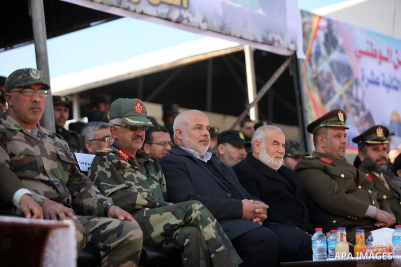 Deputy of the Legislative Council, Ahmed Bahar attends the military graduation ceremony for Palestinian National Security Forces loyal to Hamas in Gaza City January 22, 2017. Photo by Ashraf Amra
