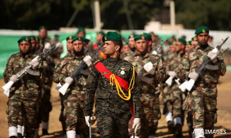 Members of Palestinian National Security Forces loyal to Hamas take part in a military graduation ceremony, in Gaza City January 22, 2017. Photo by Ashraf Amra