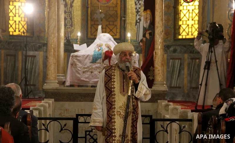 Egyptian Christians take part in a prayer at the the Saint Peter, mourn of the victims of a bomb explosion that targeted a Coptic Orthodox Church on December 11, 2016, on January 22, 2017 . The blast killed at least 25 w...