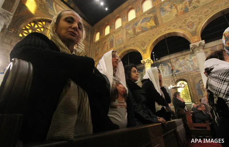 Egyptian Christians take part in a prayer at the the Saint Peter, mourn of the victims of a bomb explosion that targeted a Coptic Orthodox Church on December 11, 2016, on January 22, 2017 . The blast killed at least 25 w...