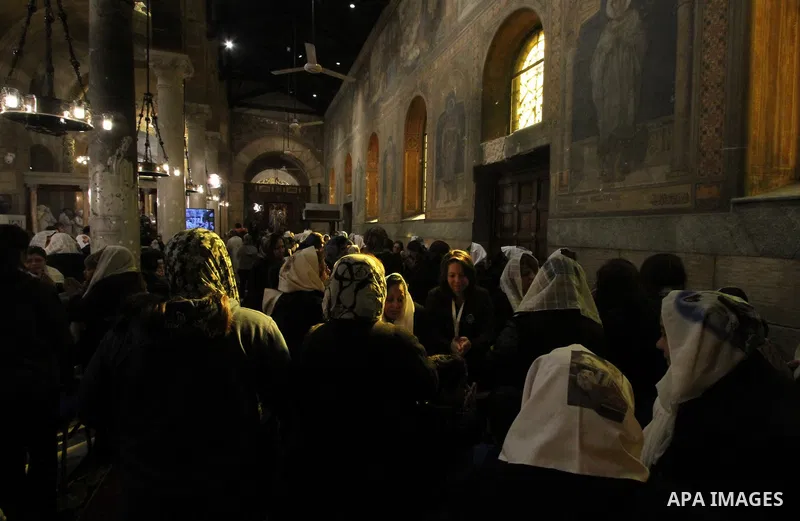 Egyptian Christians take part in a prayer at the the Saint Peter, mourn of the victims of a bomb explosion that targeted a Coptic Orthodox Church on December 11, 2016, on January 22, 2017 . The blast killed at least 25 w...
