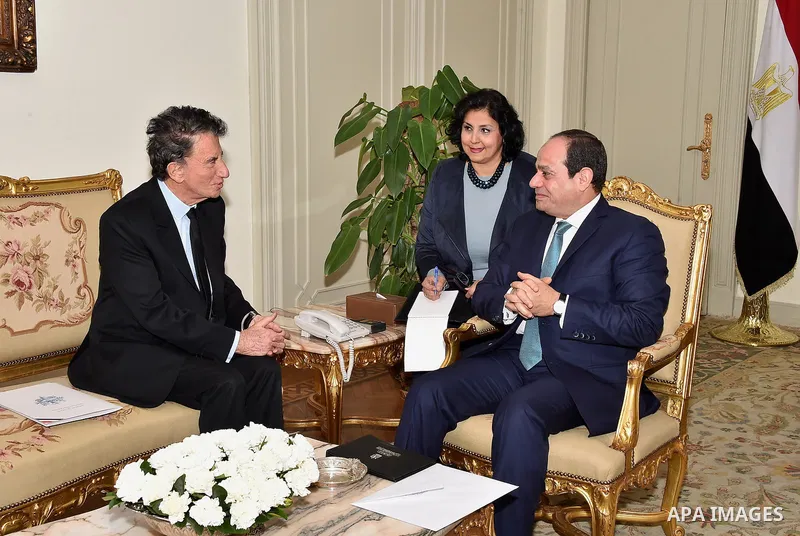 Egyptian President Abdel Fattah al-Sisi meets with French President of the Arab World Institute, Jack Lang, in Cairo, Egypt, on January 23, 2017. Photo by Egyptian President Office