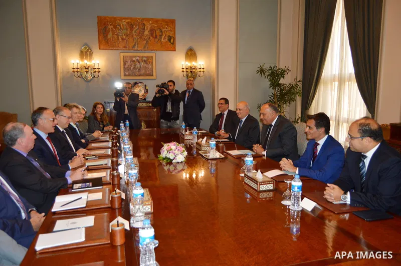 Egypt's Foreign Minister Sameh Shukri meets with a delegation from the Canadian Parliament, in Cairo, Egypt, on January 23, 2017. Photo by Stranger