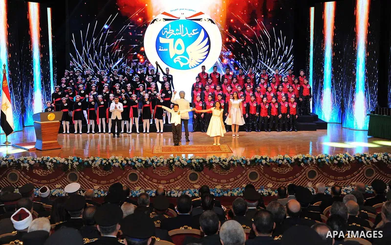 Egyptian President Abdel Fattah al-Sisi participates in a celebration marking Police Day, in Cairo, Egypt, on January 24, 2017. Photo by Egyptian President Office
