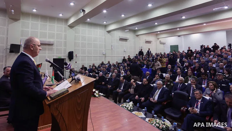 Palestinian Prime Minister Rami Hamdallah speaks during the second annual security conference, in the West Bank city of Jericho, on January 25, 2017. Photo by Prime Minister Office