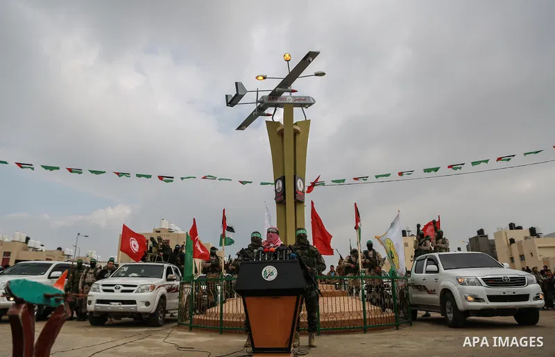 Abu Ubaida, spokesman of the Ezzedine al-Qassam Brigades, the military wing of the Palestinian Islamist movement Hamas, speaks during a memorial in Rafah in the southern Gaza Strip on January 31, 2017, for Mohamed Zouari...