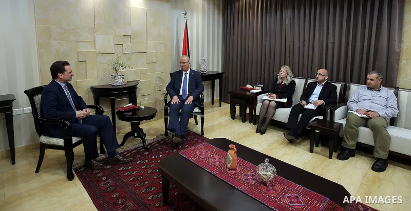 Palestinian Prime Minister, Rami Hamdallah, meets with Commissioner-General of the UN Relief and Works Agency (UNRWA) Pierre Krahenbuhl, in the West Bank city of Ramallah, on February 5, 2017. Photo by Prime Minister Off...