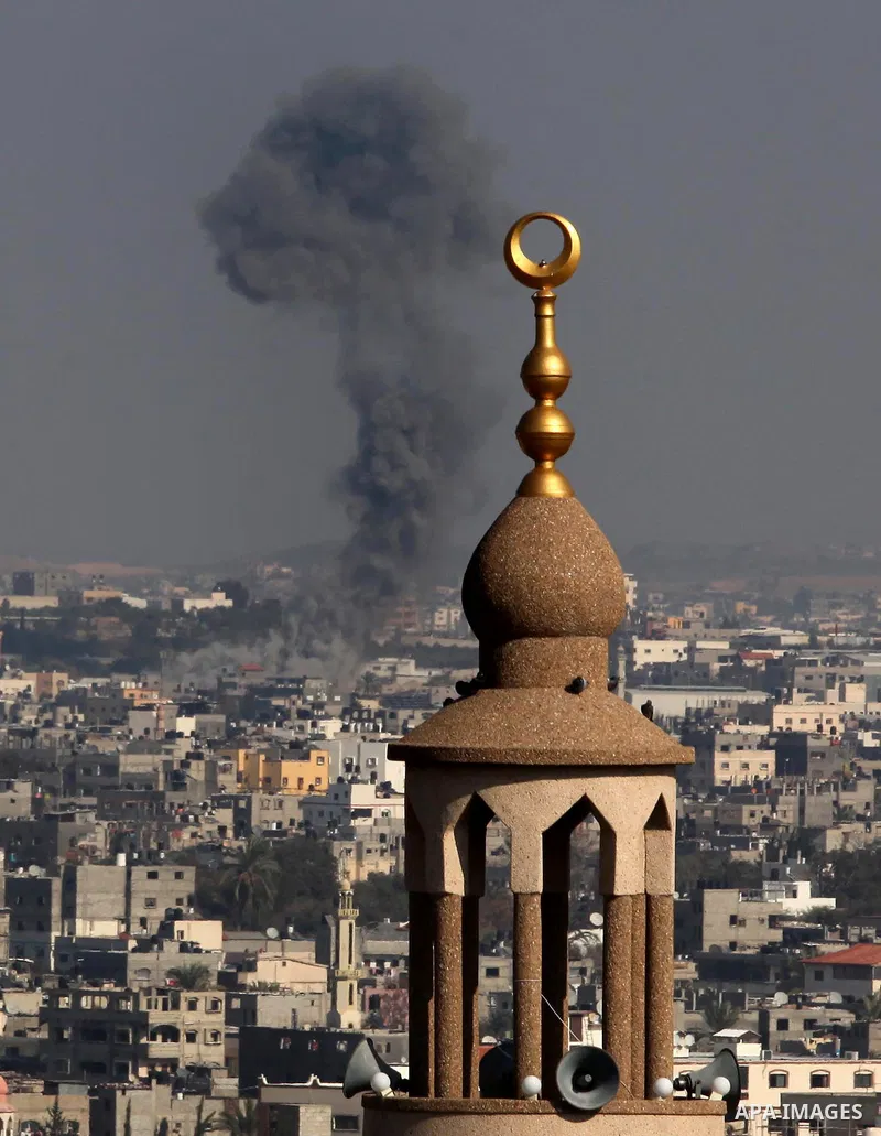 Smoke raises following an Israeli air strike on a Hamas post, in the northern Gaza Strip February 6, 2017. Israel struck a number of Hamas positions in Gaza after a "projectile" fired from the Palestinian enclave crashed...