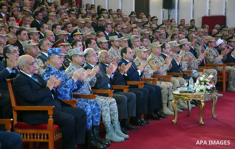 Egyptian President Abdel Fattah al-Sisi attends a symposium titled "Counter Terrorism" and "National Will" and organized by Egyptian Armed Forces in Cairo, Egypt on February 9, 2017. Photo by Egyptian President Office