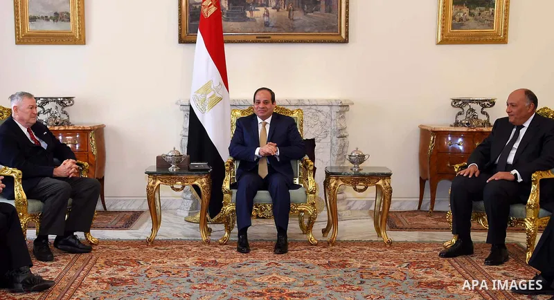 Egyptian President Abdel Fattah al-Sisi meets with a delegation from the US House of Representatives, in Cairo, Egypt, on February 12, 2017. Photo by Egyptian President Office