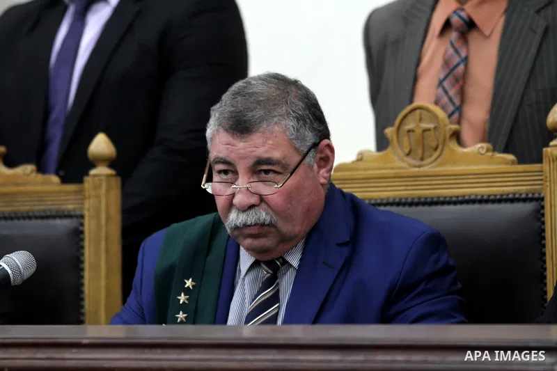 The Judge attends the trial of Ansar Bait Al-Maqdis group in Cairo on February 14, 2017, on charges of assassination of police officers, attempted assassination of interior minister Mohamed Ibrahim and explosions near se...