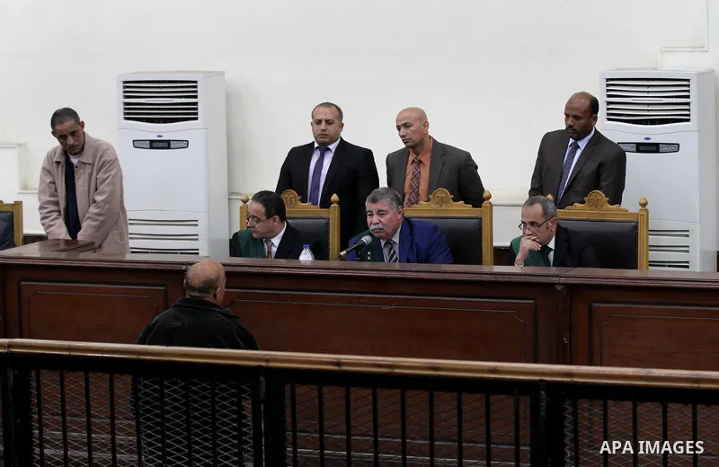 The Judge attends the trial of Ansar Bait Al-Maqdis group in Cairo on February 14, 2017, on charges of assassination of police officers, attempted assassination of interior minister Mohamed Ibrahim and explosions near se...
