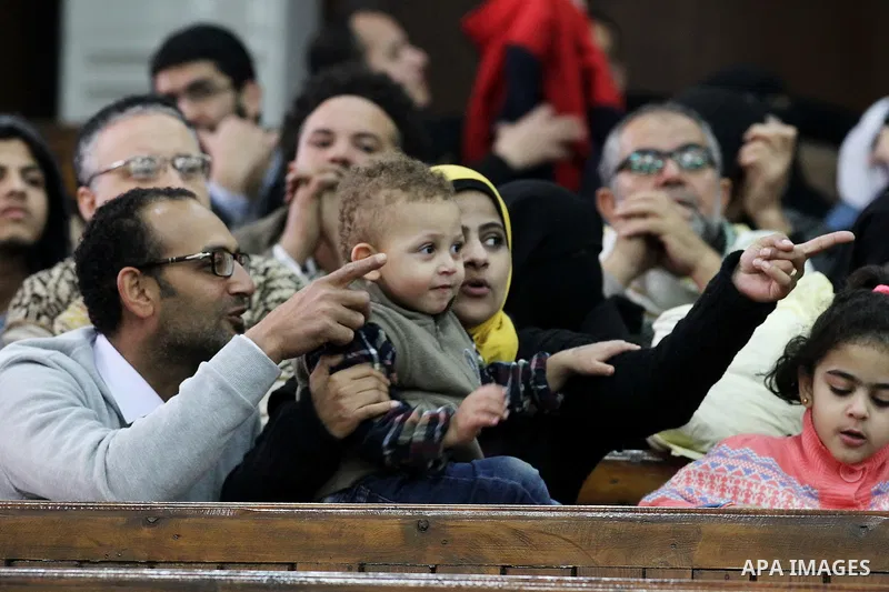 Relatives of Ansar Bait Al-Maqdis group attend their trial in Cairo on February 14, 2017, on charges of assassination of police officers, attempted assassination of interior minister Mohamed Ibrahim and explosions near s...