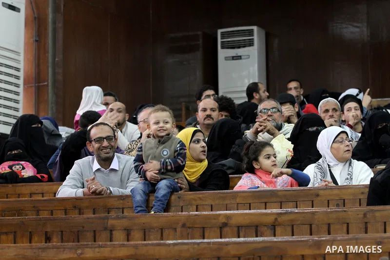 Relatives of Ansar Bait Al-Maqdis group attend their trial in Cairo on February 14, 2017, on charges of assassination of police officers, attempted assassination of interior minister Mohamed Ibrahim and explosions near s...