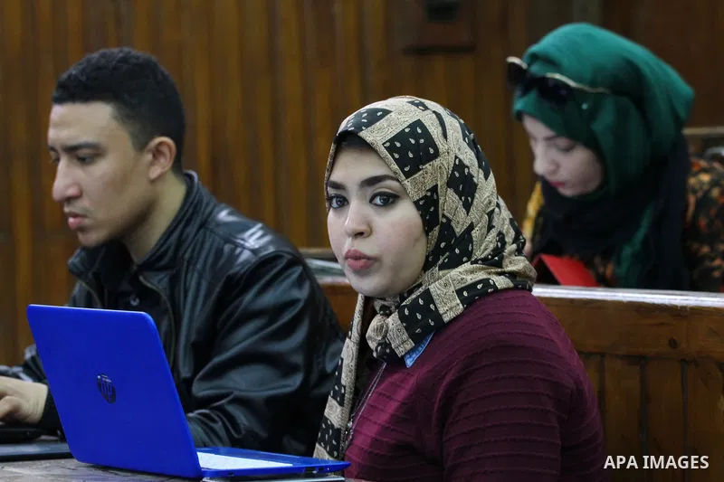 Relatives of Ansar Bait Al-Maqdis group attend their trial in Cairo on February 14, 2017, on charges of assassination of police officers, attempted assassination of interior minister Mohamed Ibrahim and explosions near s...