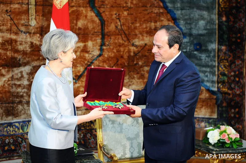 Egyptian President Abdel Fattah al-Sisi meets with Director-General of the United Nations Educational, Scientific and Cultural Organization (UNESCO), Irina Bokova in Cairo, Egypt on February 15, 2017. Photo by Egyptian P...