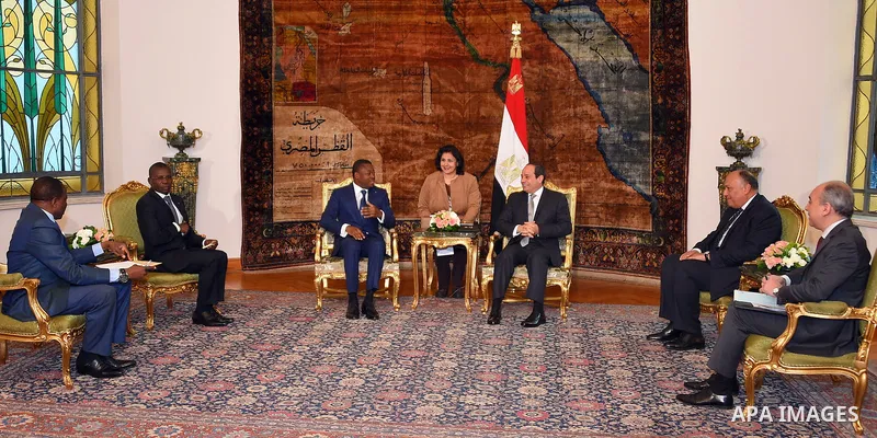 Egyptian President Abdel Fattah al-Sisi meets with Togolese President Faure Essozimna Gnassingbe in Cairo, capital of Egypt, on February 15, 2017. Photo by Egyptian President Office