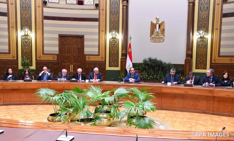 Egyptian President Abdel Fattah al-Sisi meets with American Jewish Committee delegations during their meeting at the al Ittihadiyah Palace in Cairo, Egypt on February 19, 2017. Photo by Egyptian President Office