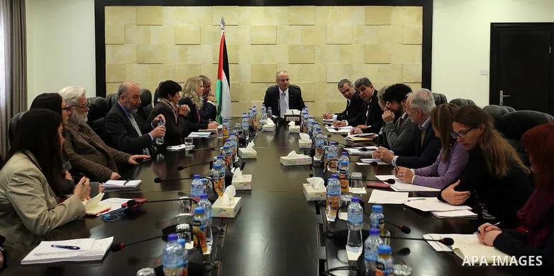 Palestinian Prime Minister Rami Hamdallah, chairs a meeting, in the West Bank city of Ramallah, on February 20, 2017.Photo by Prime Minister Office